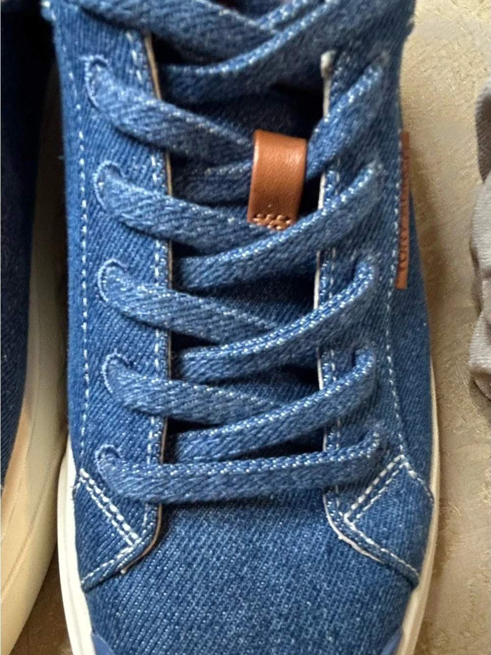 Sz 7.5 Tory Burch Ladybug Denim Leather Sneakers in “Azul”
